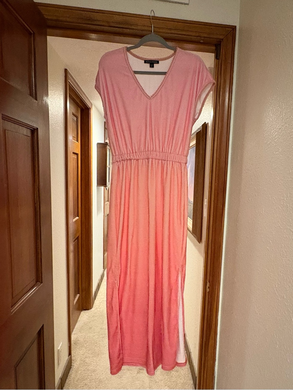 Boston Proper Pink Ombre V-Neck Maxi Dress - Picture 2 of 3